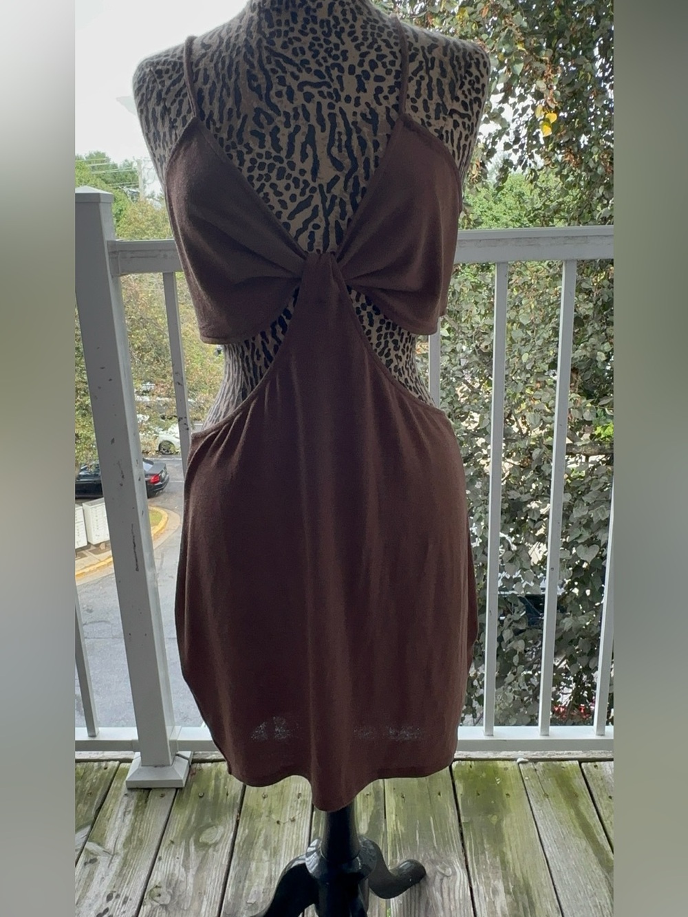 Brown Tie-Front Cutout Dress - Women
